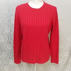Cherokee red cableknit long sleeved sweater L